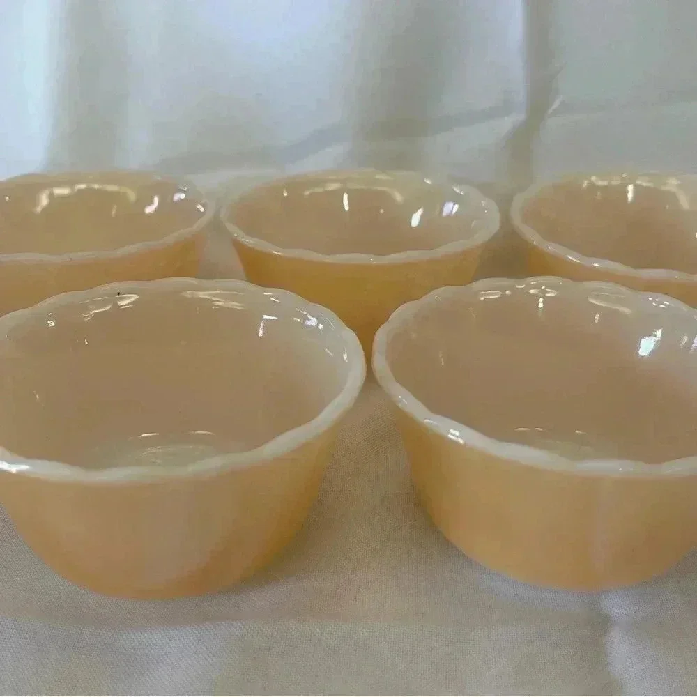 Fire King By Anchor Hocking Scalloped Edged Custard Cups - Set of 5
